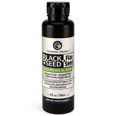 Amazing Herbs Black Seed & Flax Seed Cold-Pressed Oil Blend, 8 oz, Amazing Herbs
