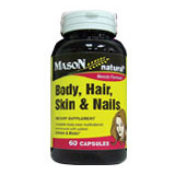 Mason Natural Body, Hair, Skin & Nails, 60 Capsules, Mason Natural