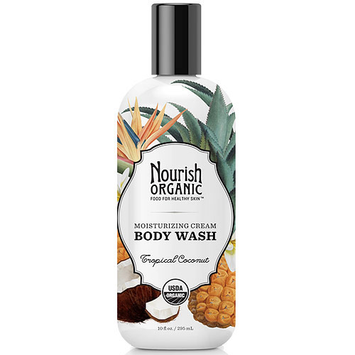 Nourish Organic Moisturizing Cream Body Wash, Tropical Coconut, 10 oz, Nourish Organic