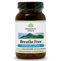 Organic India Breathe Free, Respiratory Support, 90 Vegetarian Capsules, Organic India