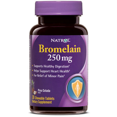 Natrol Bromelain 250 mg Chewable, Pina Colada Flavor, 30 Tablets, Natrol