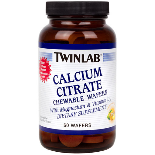 Twinlab Calcium Citrate Chewable Wafers, Citrus, 60 Wafers, Twinlab