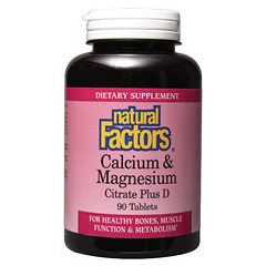 Natural Factors Calcium & Magnesium Citrate 1/1 with D 180 Tablets, Natural Factors