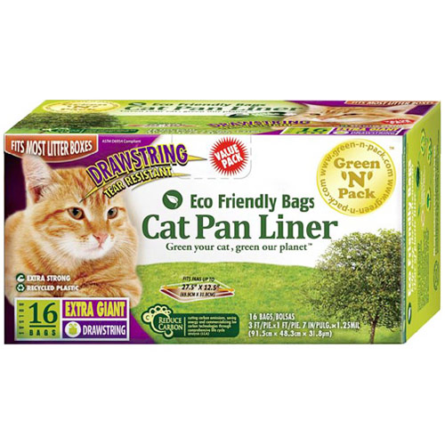 Green'N'Pack Eco Friendly Bags Cat Pan Liner with Drawstring, Extra Gaint, 16 Count/Box, Green'N'Pack Eco Friendly Bags