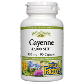Natural Factors Cayenne 470mg 90 Capsules, Natural Factors