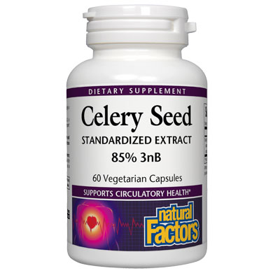 Natural Factors Celery Seed Extract, Standardized 85% 3nB, 120 Vegetarian Capsules, Natural Factors