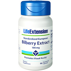 Life Extension Certified European Bilberry Extract 100 mg, 100 Vegetarian Capsules, Life Extension