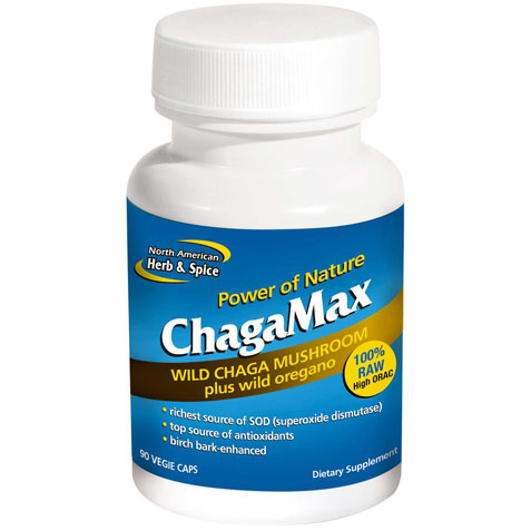 North American Herb & Spice Chaga Max, Chaga Mushroom Plus Oregano, 90 Capsules, North American Herb & Spice