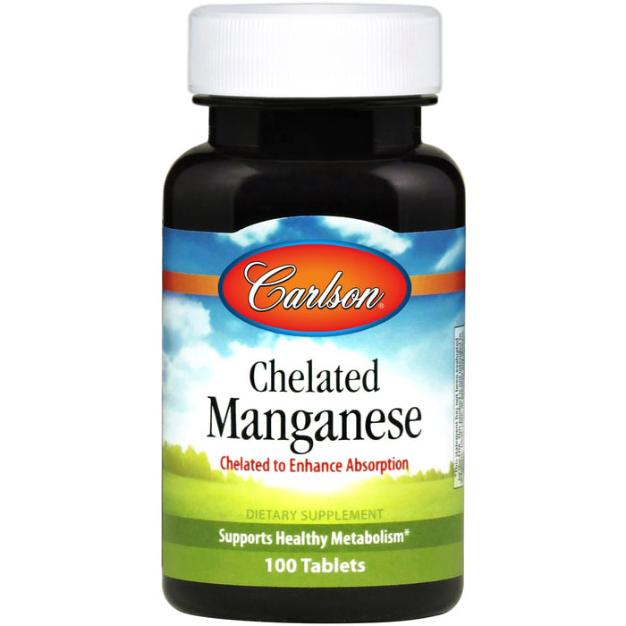 Carlson Laboratories Chelated Manganese, 20 mg, 100 tablets, Carlson Labs
