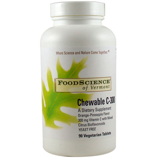FoodScience Of Vermont Chewable Vitamin C-300 - Orange, 90 Chews, FoodScience Of Vermont