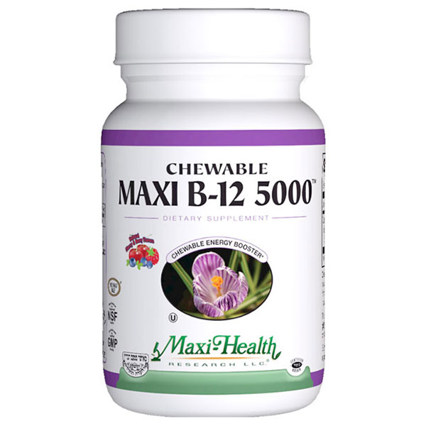 Maxi-Health Research (MaxiHealth) Chewable Maxi B12 5000, 60 Tablets, Maxi-Health Research (MaxiHealth)