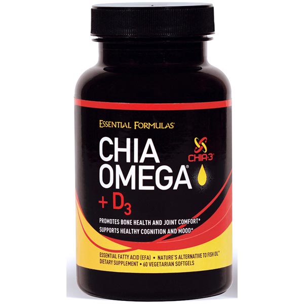 Essential Formulas Chia Omega + D3, 60 Vegetarian Softgels, Essential Formulas