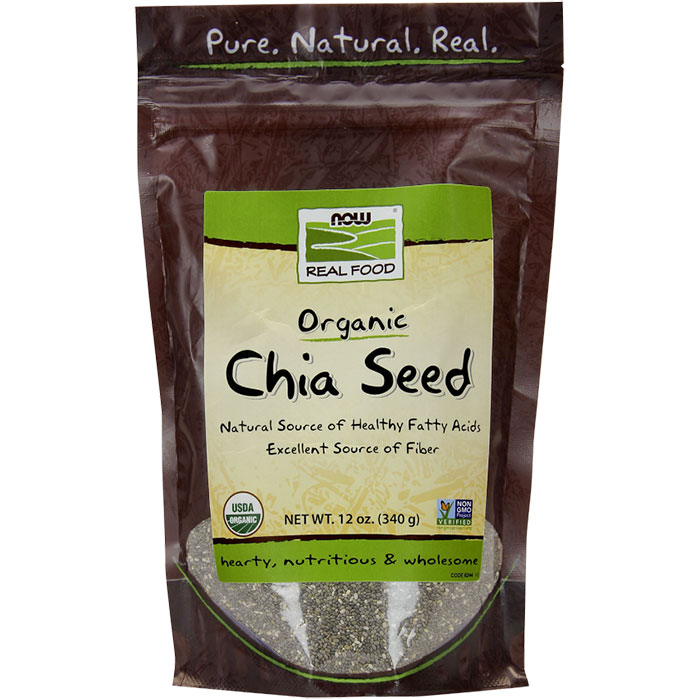 NOW Foods Chia Seed (Black), Certified Organic, 12 oz, NOW Foods