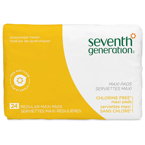 Seventh Generation Chlorine Free Maxi Pads, Regular, 24 ct, Seventh Generation