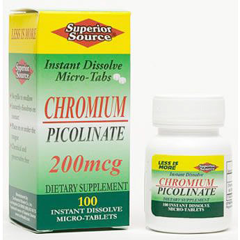 Superior Source Chromium 200 mcg (Chromium Picolinate), 100 Instant Dissolve Tablets, Superior Source