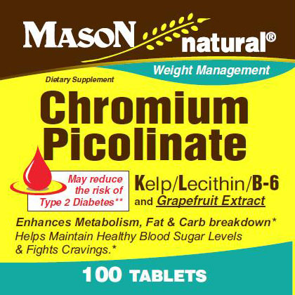 Mason Natural Chromium Picolinate, 100 Tablets, Mason Natural