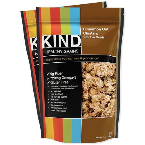 KIND Healthy Grains Cinnamon Oat Clusters with Flax Seeds, 11 oz x 6 Pouches, KIND Healthy Grains