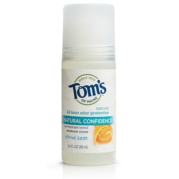 Tom's of Maine Natural Confidence Deodorant Crystal Roll-On, Citrus Zest, 2.4 oz, Tom's of Maine