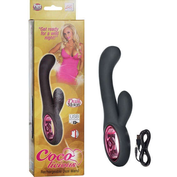California Exotic Novelties Coco licious Rechargeable Dual Wand Massager Vibrator - Black, California Exotic Novelties