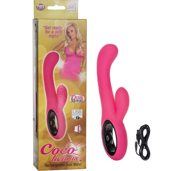 California Exotic Novelties Coco licious Rechargeable Dual Wand Massager Vibrator - Pink, California Exotic Novelties