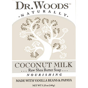 Dr. Woods Coconut Milk Raw Shea Butter Soap Bar, 5.25 oz, Dr. Woods