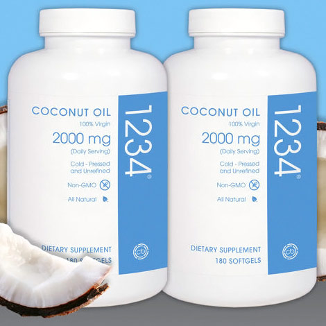 Creative Bioscience Coconut Oil 1234, 2000 mg, 180 Softgels x 2 Bottles, Creative Bioscience