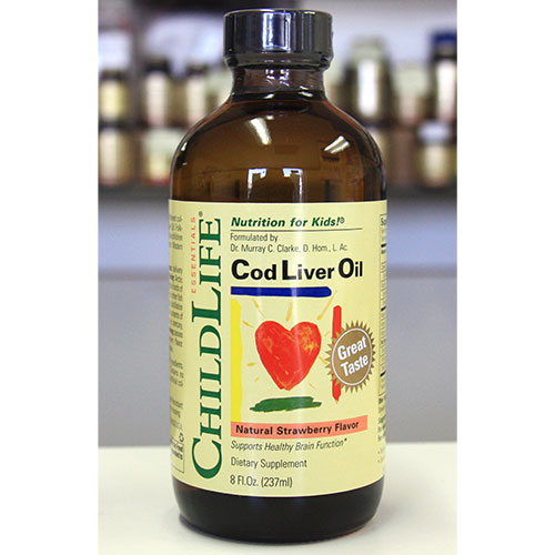 ChildLife Cod Liver Oil Liquid Strawberry Flavor 8 fl oz from ChildLife
