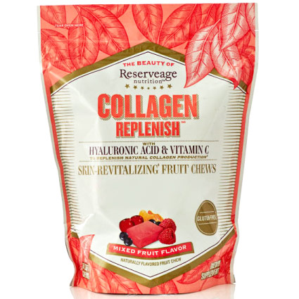 ReserveAge Organics Collagen Replenish Chews with Hyaluronic Acid & Vitamin C, 60 Soft Chews, ReserveAge Organics