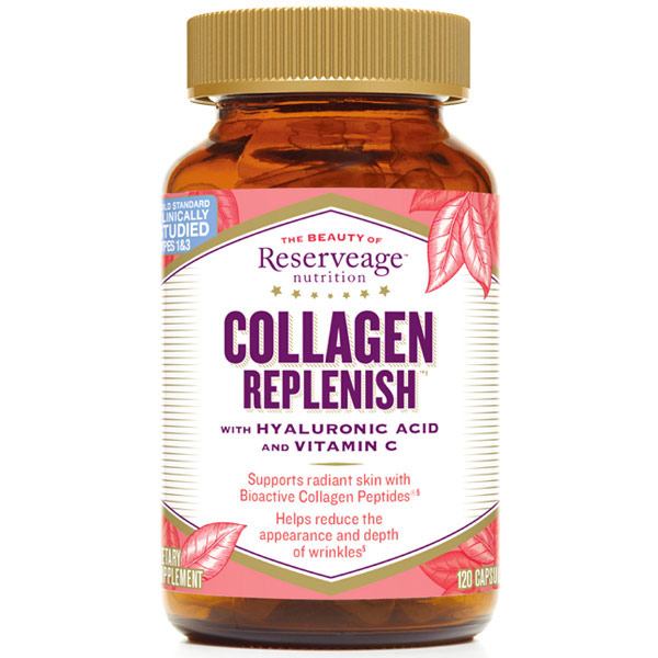 ReserveAge Organics Collagen Replenish with Hyaluronic Acid & Vitamin C, 120 Capsules, ReserveAge Organics