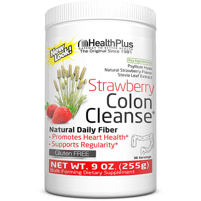 Health Plus Inc. Colon Cleanse Powder Strawberry/Stevia, All Natural, 9 oz, Health Plus Inc.