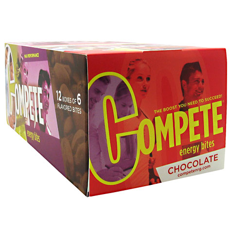 Compete Compete Energy Bites, Energy Boost Snack, 12 Boxes of 6 Bites