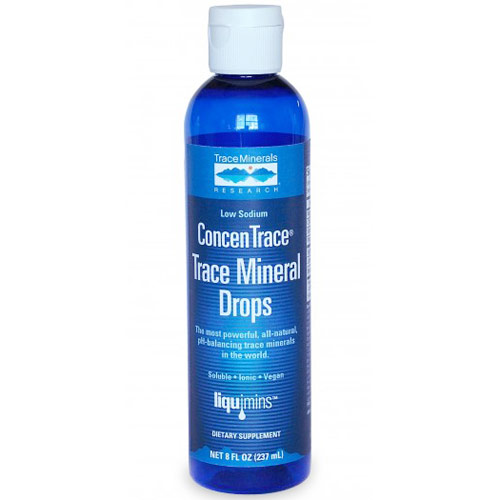 Trace Minerals Research Low Sodium ConcenTrace Trace Mineral Drops, Glass Bottle, 4 oz, Trace Minerals Research