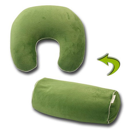Relaxso Buckwheat Convertible Travel Pillow, Silky Plush Lime, Relaxso