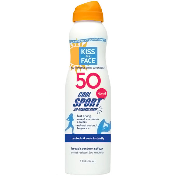 Kiss My Face Cool Sport Air Powered Spray SPF 50 Sunscreen, 6 oz, Kiss My Face