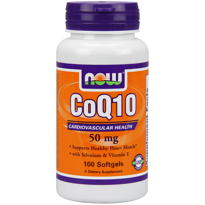 NOW Foods Coq10 50 mg with Selenium & Vitamin E, 100 Softgels, NOW Foods