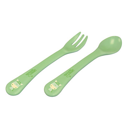 Green Sprouts Cornstarch Fork & Spoon Set, 1 Set, Green Sprouts