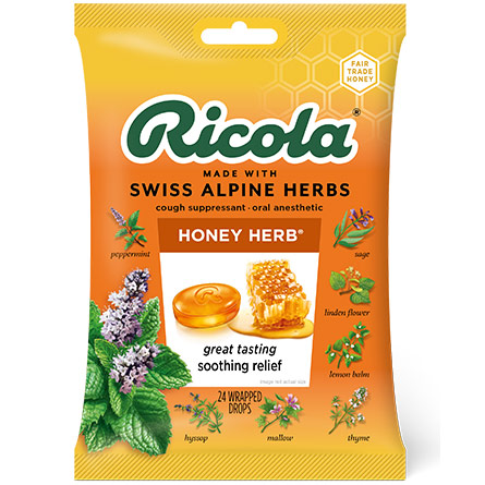 Ricola Herb Cough & Throat Drops, Honey Herb, 24 Drops, Ricola