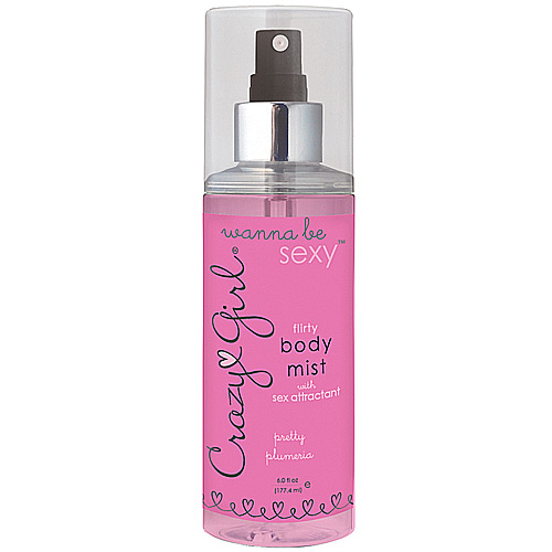 Classic Erotica Crazy Girl Wanna Be Sexy Flirty Body Mist with Sex Attractant, Pretty Plumeria, 6 oz, Classic Erotica