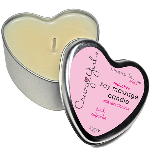 Classic Erotica Crazy Girl Wanna Be Wild Seductive Soy Massage Candle with Sex Attractant, Pink Cupcake, 4 oz, Classic Erotica