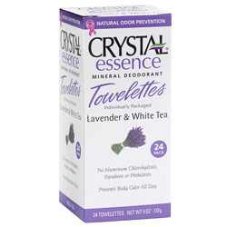 Crystal Body Deodorant Crystal Essence Mineral Deodorant Towelettes, Lavender & White Tea, 24 Pack, Crystal Body Deodorant