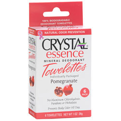 Crystal Body Deodorant Crystal Essence Mineral Deodorant Towelettes, Pomegranate, 6 Pack, Crystal Body Deodorant