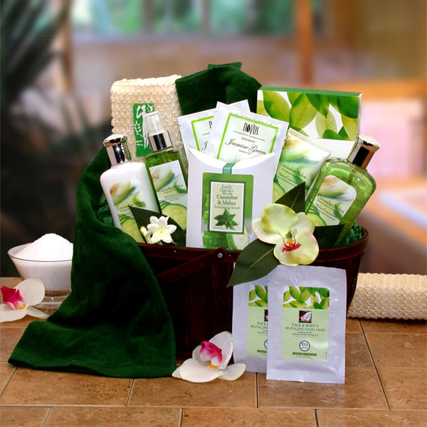 Elegant Gift Baskets Online Cucumber & Melon Calming Spa Bath & Body Gift Basket, Elegant Gift Baskets Online