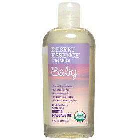 Desert Essence Organics Baby Cuddle Buns Softening Body & Massage Oil, 4 oz, Desert Essence
