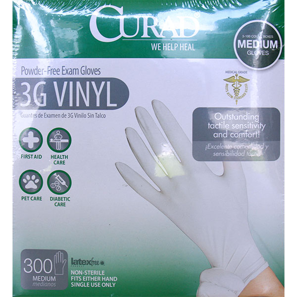 Curad Curad Powder-Free Latex-Free 3G Vinyl Exam Gloves, 300 ct