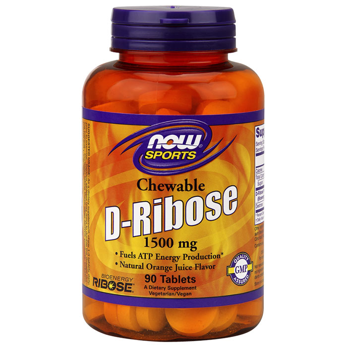 NOW Foods D-Ribose 1500 mg Chewable, 90 Tablets, NOW Foods