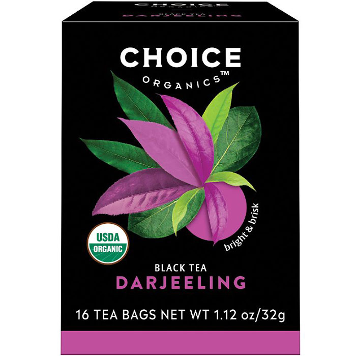 Choice Organic Teas Darjeeling Black Tea, 16 Tea Bags x 6 Box, Choice Organic Teas