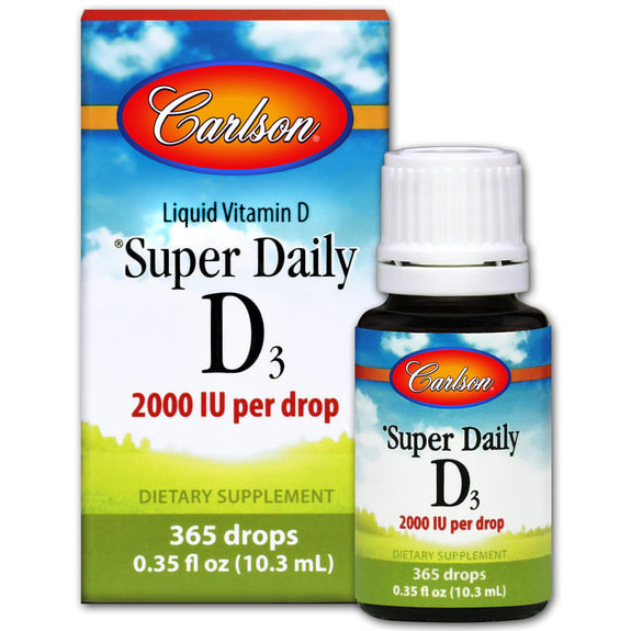 Carlson Laboratories Super Daily D3 Liquid Vitamin D, 2000 IU Per Drop, 11 ml, Carlson Labs