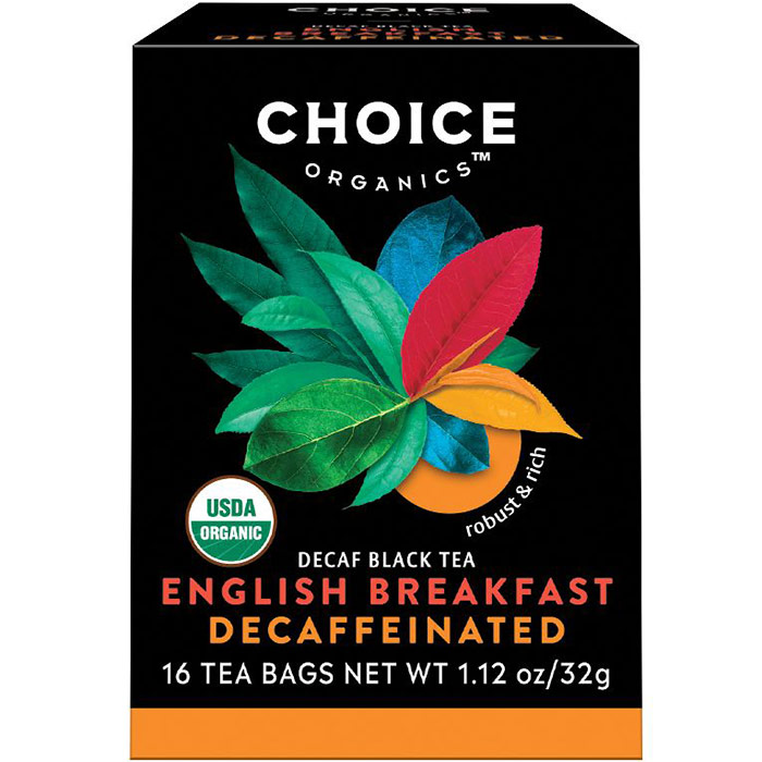 Choice Organic Teas Decaffeinated English Breakfast, Decaf Black Tea, 16 Tea Bags, Choice Organic Teas