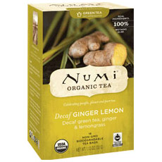 Numi Tea Decaf Ginger Lemon Green Tea, 16 Tea Bags, Numi Tea