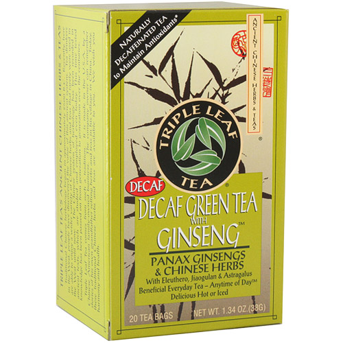 Triple Leaf Tea Decaf Green Tea with Ginseng, 20 Tea Bags x 6 Box, Triple Leaf Tea